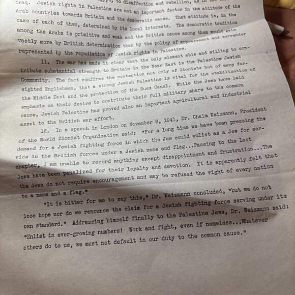 1941 Original 5-Page Document A Jewish Military Force – Historical Collectible - Picture 5 of 5